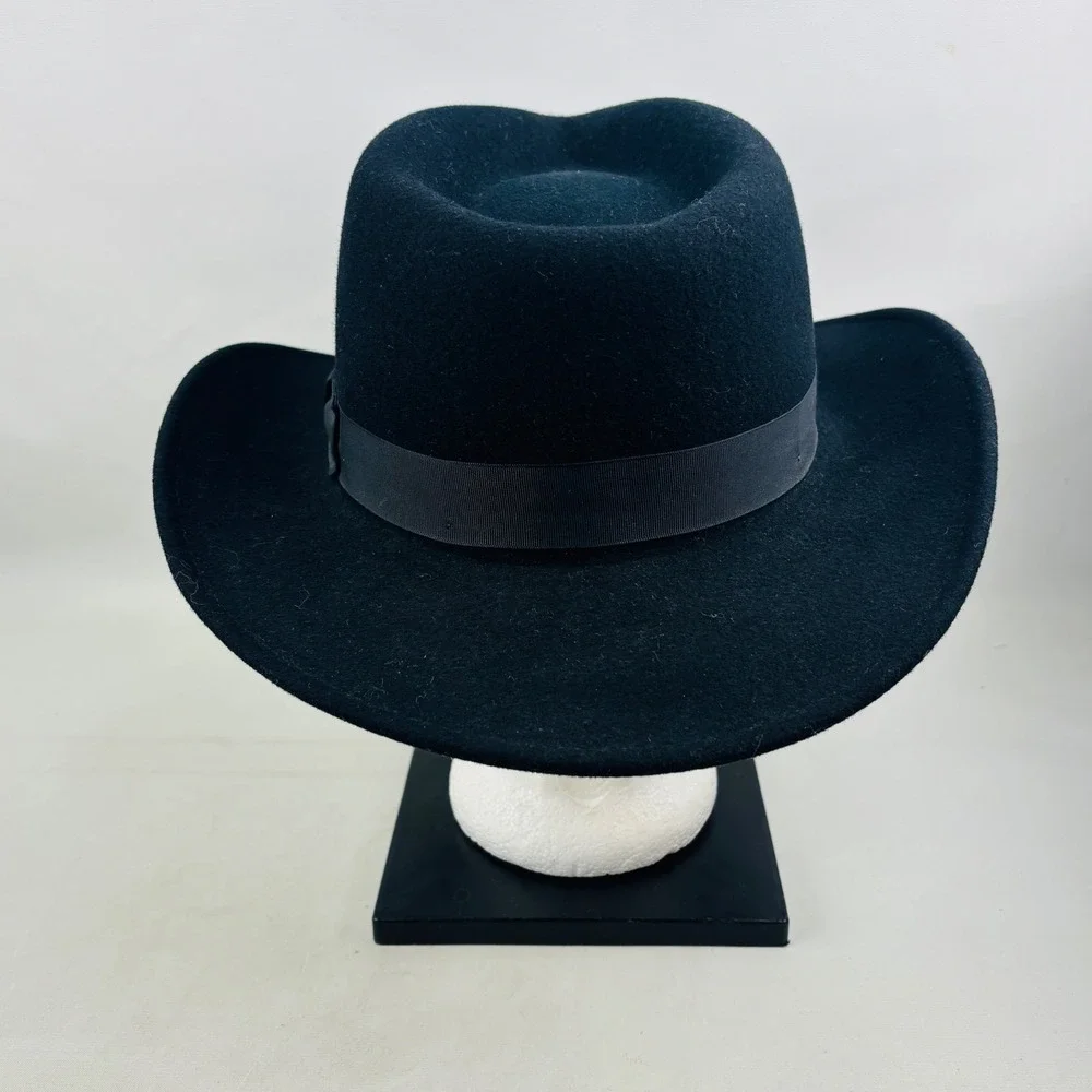Cabela's Original Lite Felt Hat Mens L Black Wool Packable Water Repellent USA